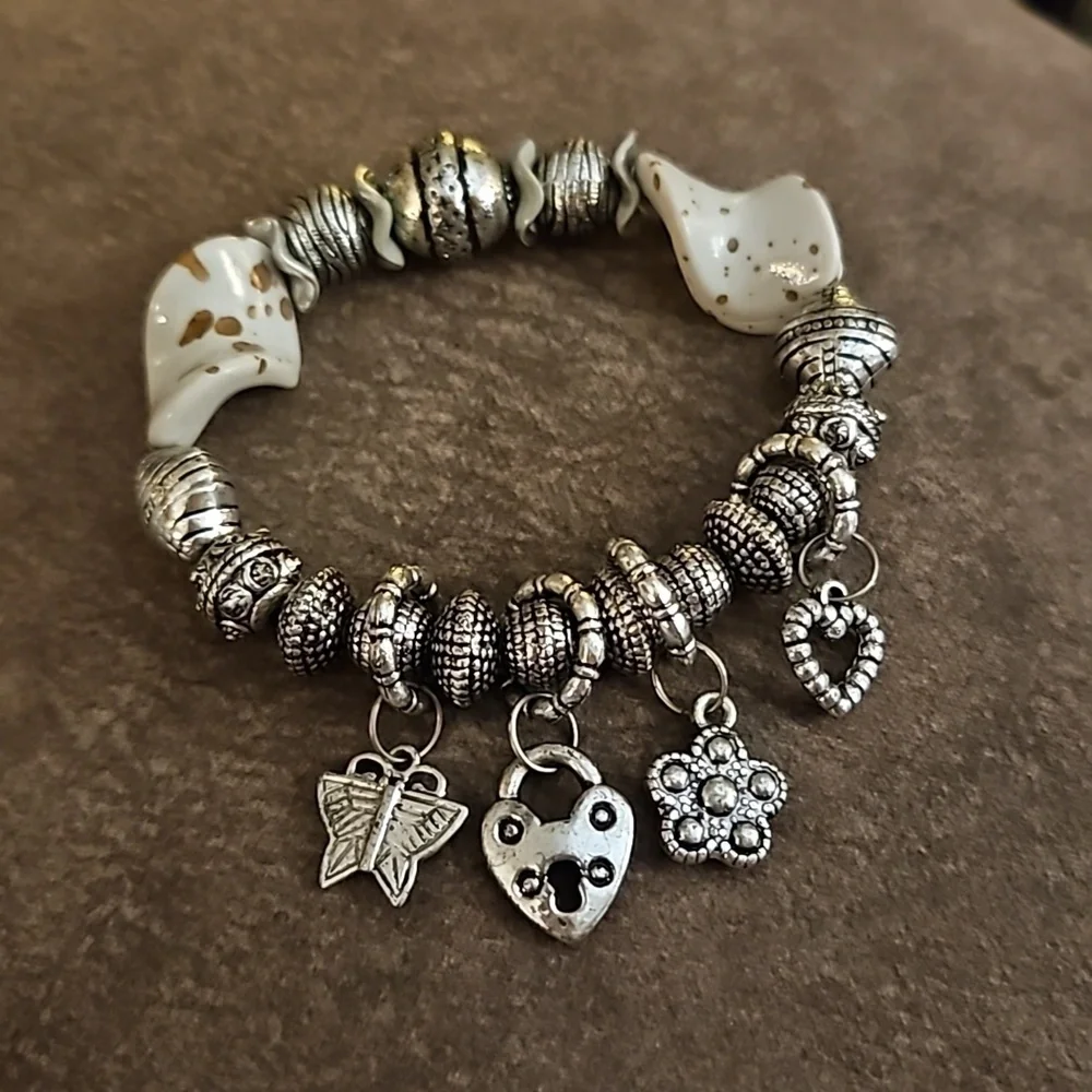 5/$25 Acrylic Beaded Coquette Charms Stretch Bracelet
